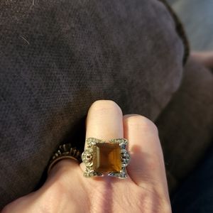 Brown smoky quartz ring size 6 925 silver